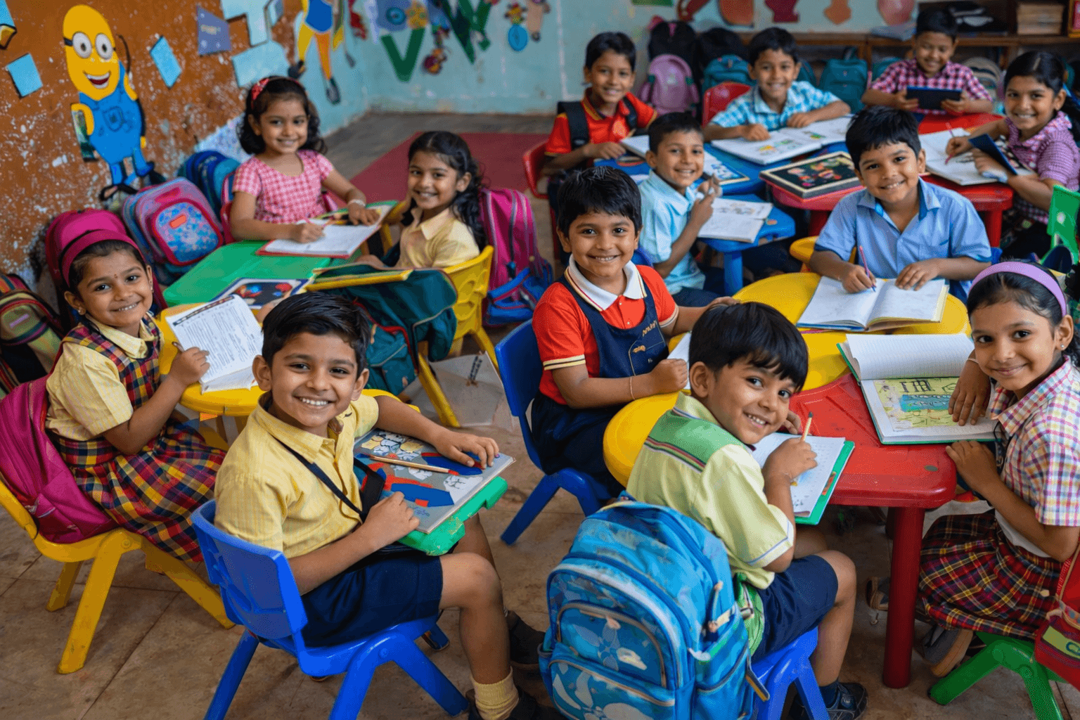 Students wearing custom Velookup school uniforms manufactured for schools in India